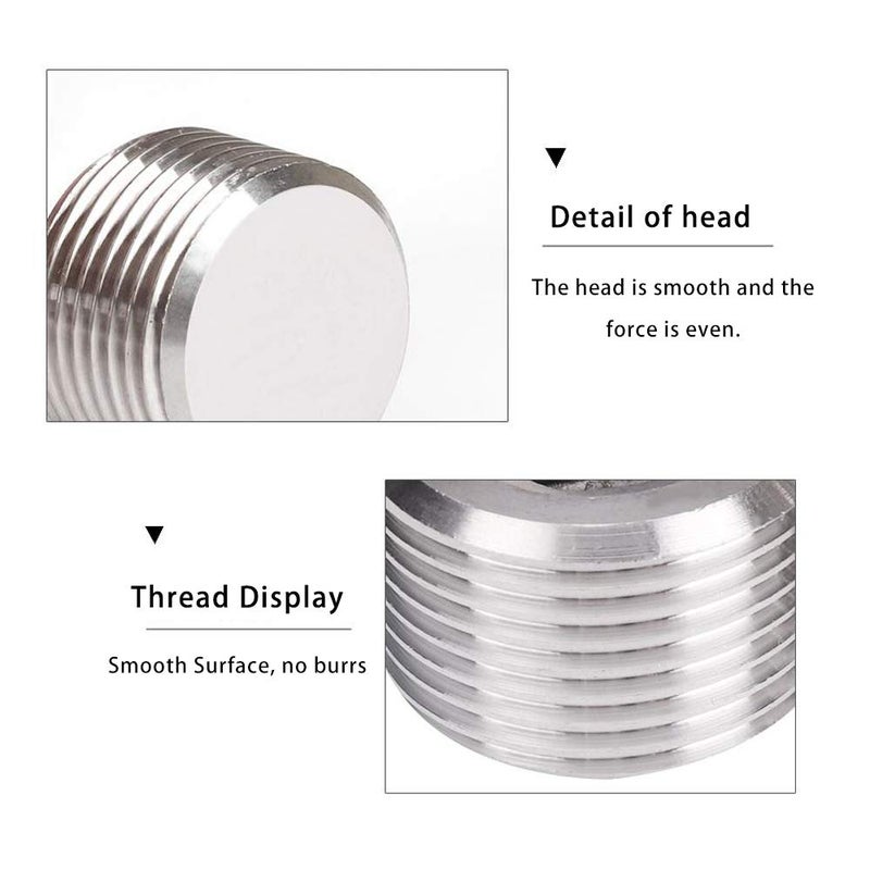 Yoebor Metalwork 304 Stainless Steel Pipe Fitting, Hex Countersunk Plug, 1/8" NPT Male (Pack of 5) - Image 2